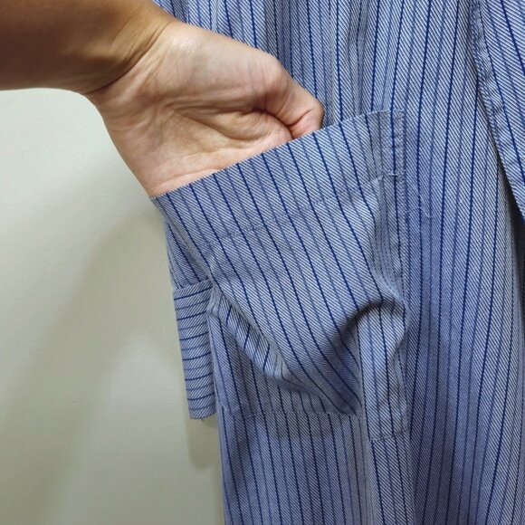 H. Huntsman & Sons Savile Row London Blue 100% Cotton Pockets Mens Robe Large L - Picture 6 of 6